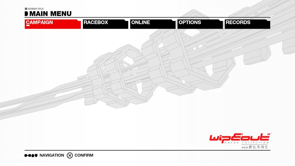 WipEout Omega Collection menu